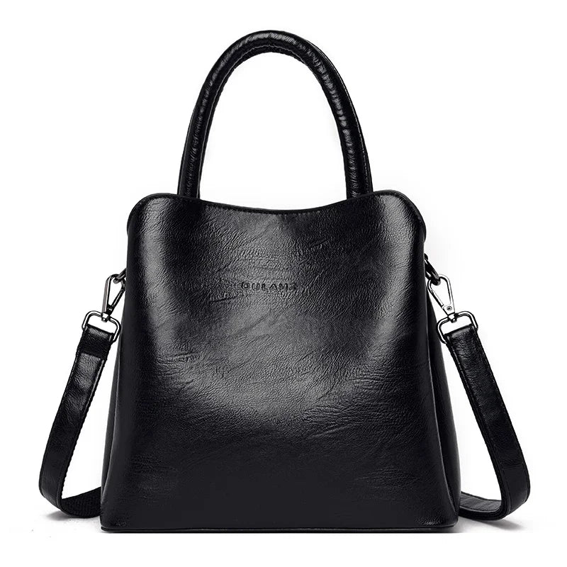 Large-Capacity Casual Shoulder Bag for Women, Leather Handbag
