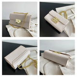 Small Square Crossbody Shoulder Bag with Metal Buckle Lock