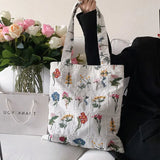 Vintage Women Shoulder Shopping Bags Handbags Purses Embroidered Flowers Design