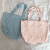 Canvas Shoulder Bag Women Solid Shopping Bag