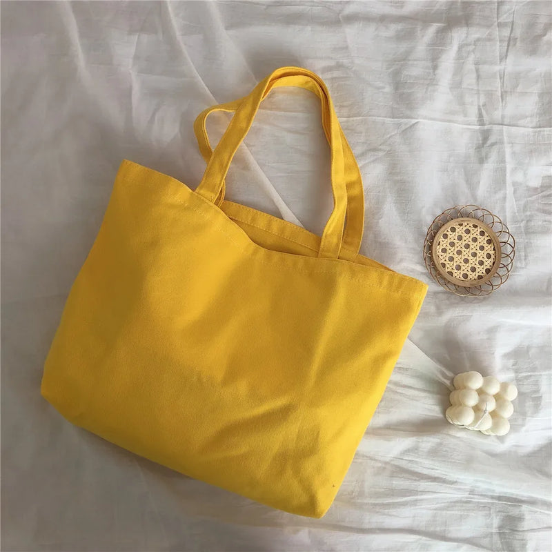 Canvas Shoulder Bag Women Solid Shopping Bag