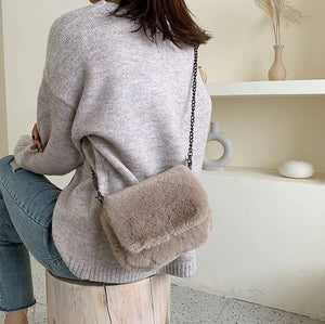 Plush Square Flip Chain Bag Messenger Plush Bag Tide