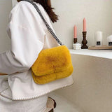 Plush Square Flip Chain Bag Messenger Plush Bag Tide