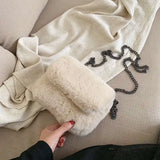 Plush Square Flip Chain Bag Messenger Plush Bag Tide