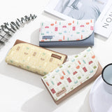 Puriti Long Wallet Small Fresh PU Leather Three Fold Large Capacity