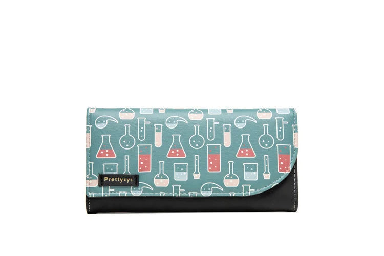Puriti Long Wallet Small Fresh PU Leather Three Fold Large Capacity