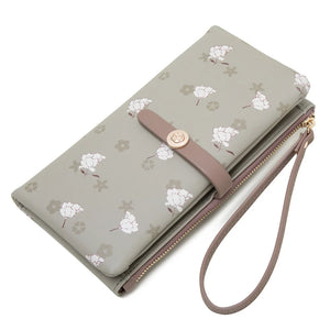 Purity Wallet Women's Long Small Fresh PU Printing Soft Surface Handbag