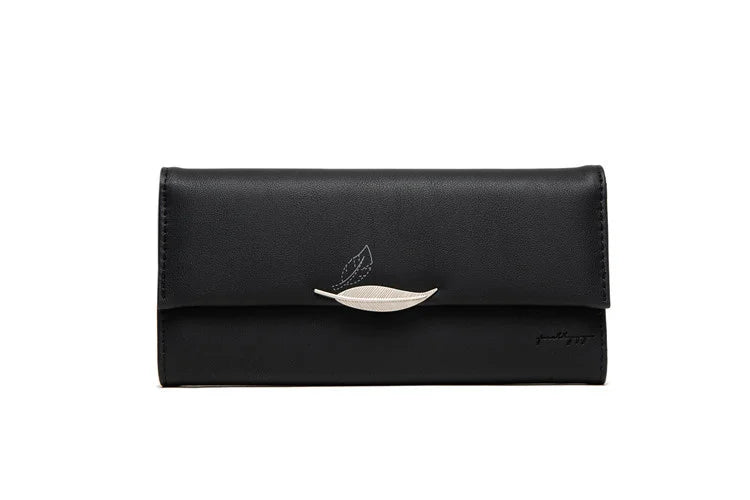 Purity Women's Long Wallet Leaf Design Zipper Buckle Handbag