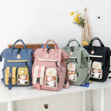 Purple Waterproof Backpack Women Candy Colors Fancy School Bags