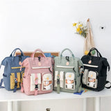 Purple Waterproof Backpack Women Candy Colors Fancy School Bags