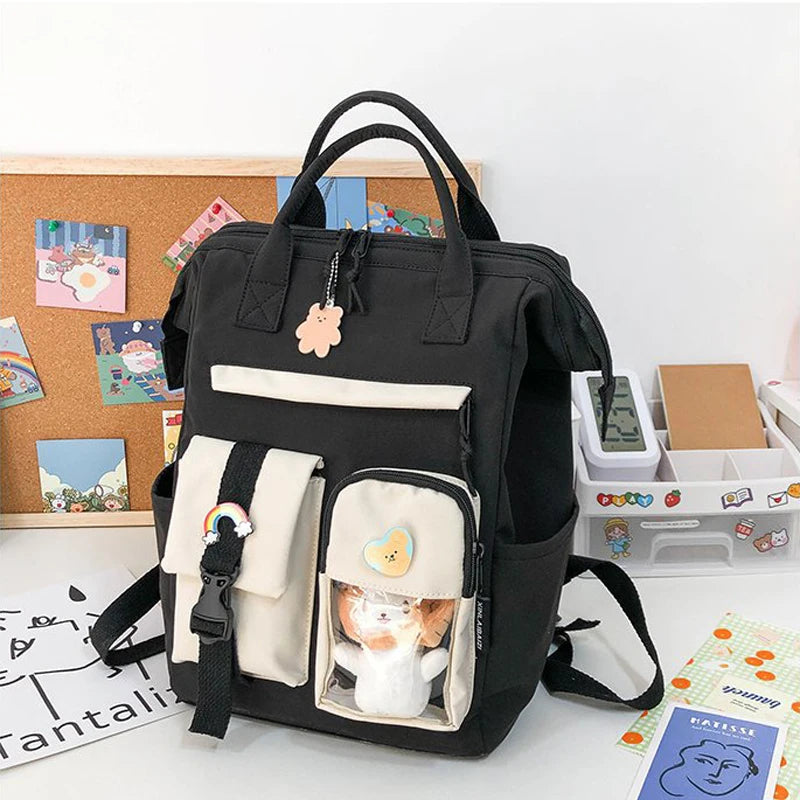 Purple Waterproof Backpack Women Candy Colors Fancy School Bags