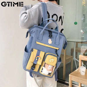 Purple Waterproof Backpack Women Candy Colors Fancy School Bags