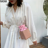 Purple Drawstring Mini Handbags Women Small Square Shoulder Bag