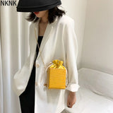 Purple Drawstring Mini Handbags Women Small Square Shoulder Bag