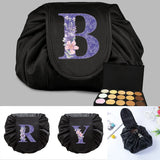 Purple Flower Letter Print Cosmetic Storage Bag Makeup Organizer Travel Wash Pou