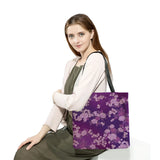 Purple Flower Print Women's Shoulder Bag Eco Reusable Handbag