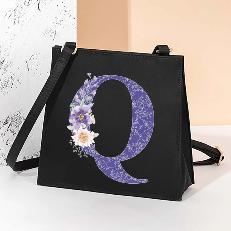 Purple Flower Square Bag Women Tote Bag Women Cosmetic Bag