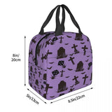 Purple Halloween Pattern Lunch Bag Insulated Thermal Cooler Bento Lunch Box Tote