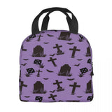 Purple Halloween Pattern Lunch Bag Insulated Thermal Cooler Bento Lunch Box Tote
