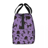Purple Halloween Pattern Lunch Bag Insulated Thermal Cooler Bento Lunch Box Tote