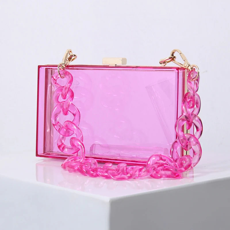 Clear Acrylic Clutch Bag Jelly Purse and Handbag for Women