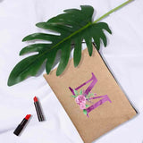 Purple Letter Print Cosmetic Bags Bridesmaid Organizer Pouch Makeup Bag
