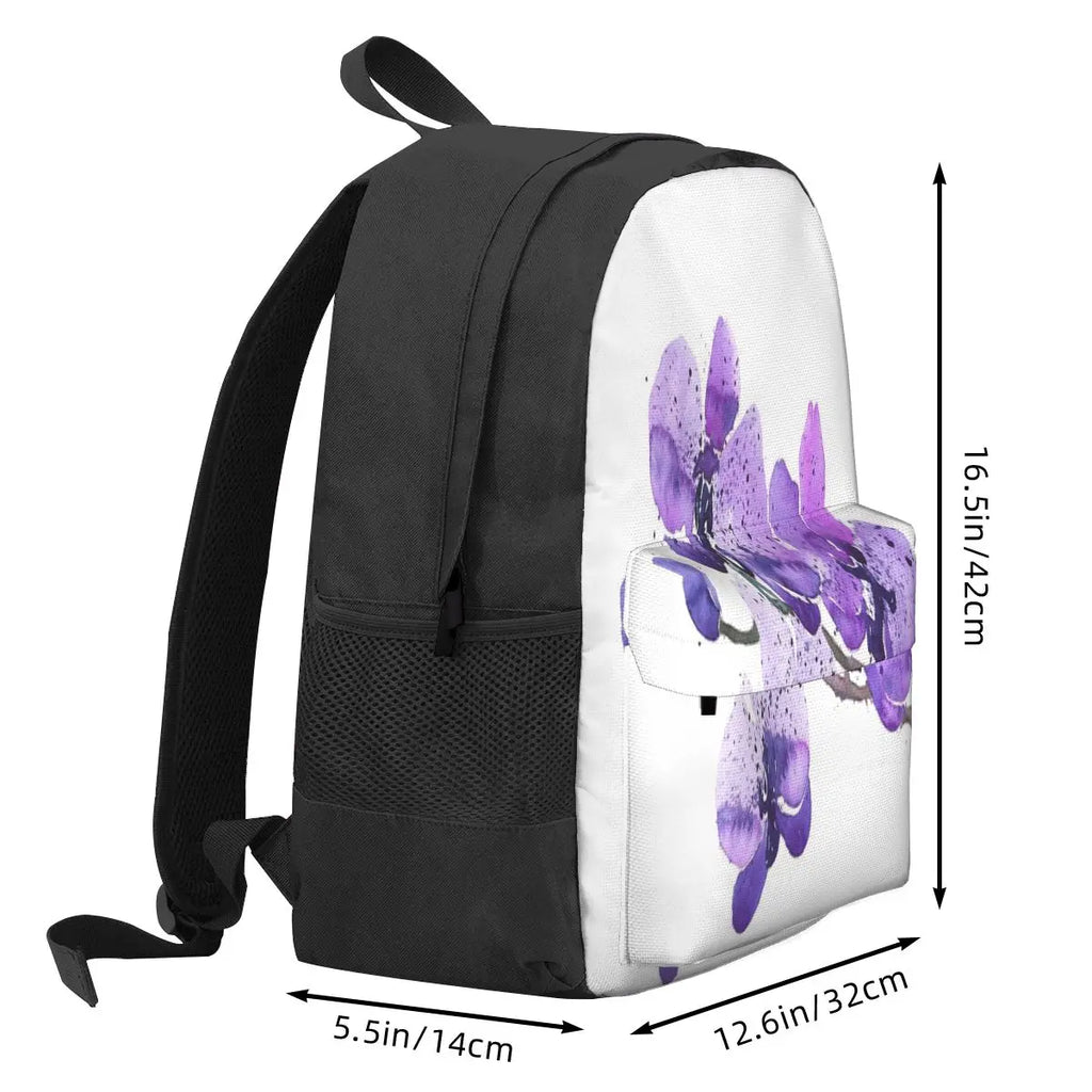 Purple Orchid Watercolor Backpacks Men's & Women's School Bag