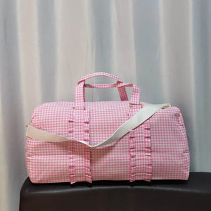 Purple Plaid Ruffle Duffle Kids Seersucker Large Ruffle Totes