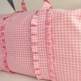 Purple Plaid Ruffle Duffle Kids Seersucker Large Ruffle Totes