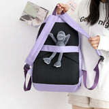 Purple Waterproof Shoulder School Bags Female Large-capacity Travel Backpack