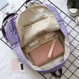 Purple Waterproof Shoulder School Bags Female Large-capacity Travel Backpack