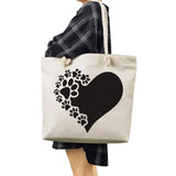 Purple Tote Bag Dog Paw Print Casual Shoulder Handbag