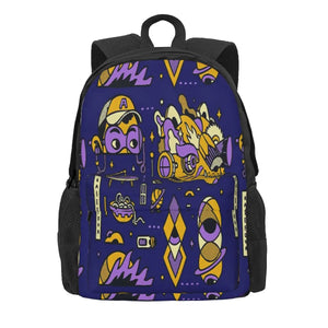 Purple Wolf Pack Backpack Men's Anime School Bag