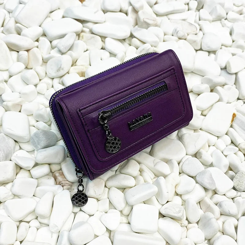 Purple Women's Leather Wallet Hand Bag