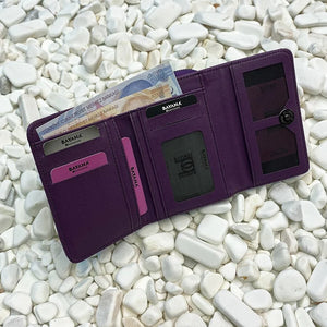 Purple Women's Leather Wallet Hand Bag