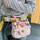Pearl Top Handle Crossbody Bag for Women Girls