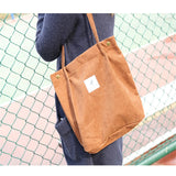 Corduroy Tote High-capacity Bags Solid Colors Preppy Style Handbags