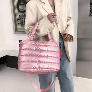 Winter Down Material Warm Portable Shoulder Crossbody Bag