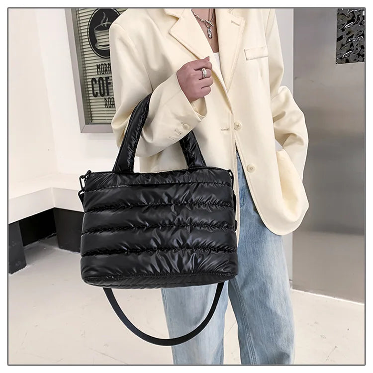 Winter Down Material Warm Portable Shoulder Crossbody Bag