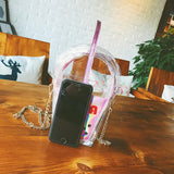Hanging Mobile Bag Leather Chain Transparent Bag