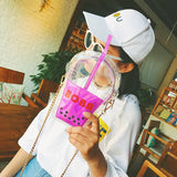 Hanging Mobile Bag Leather Chain Transparent Bag