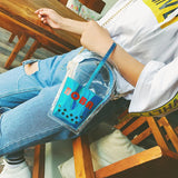 Hanging Mobile Bag Leather Chain Transparent Bag