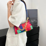 Leather Tote Bag Woman Chain Print Shoulder Bag