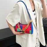 Leather Tote Bag Woman Chain Print Shoulder Bag