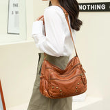 Women's Large Hobo Shoulder Bag Soft Pu Leather Tote Bag