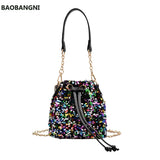 Sequin Bucket Handbag Tote Shoulder Bag Crossbody Bag