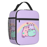 Pusheens Cat Rainbow Heart Thermal Lunch Bag Women Cartoon Kitten