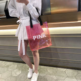 Pvc Transparent Handbag Bucket Jelly Bag Casual Large Capacity Beach Bag