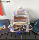 PVC Waterproof Transparent School Bag With Light Backpacks