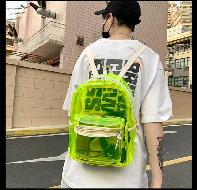 PVC Waterproof Transparent School Bag With Light Backpacks